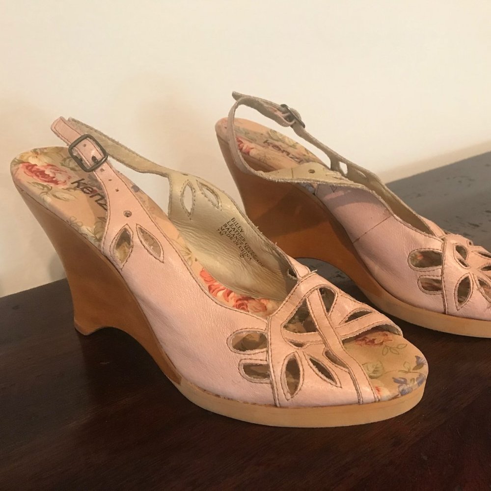 Kensie Pink Wedge Leather Heel